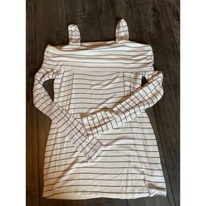 Off the shoulder striped long sleeve